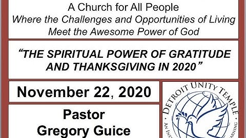 Detroit Unity Temple Sunday Service 11 22 20