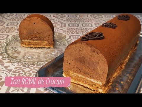 Reteta de buturuga REGALA, tort de Craciun cu mousse de ciocolata si pralina/ Bûche ROYALE