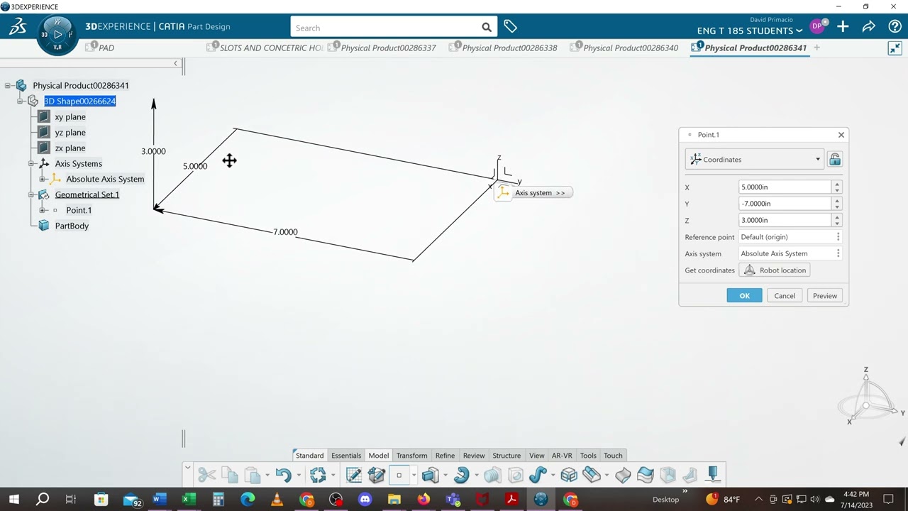 LOCAL AXIS OR PART AXIS  CATIA 3D EXPERIENCE