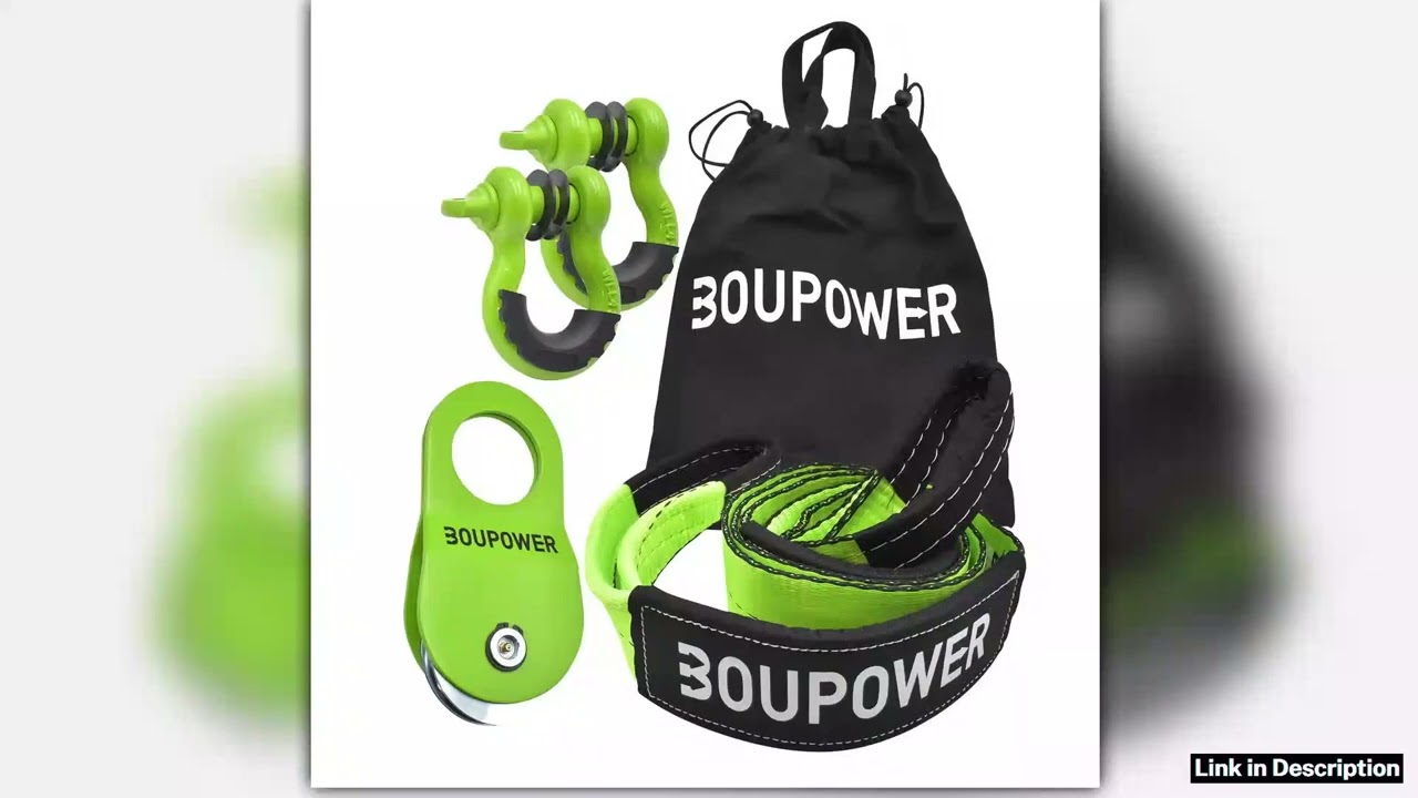 Winch Recovery Kit Includes 20ft Tow Strap 8ft Tree Saver 10 Ton Snatch Block Pulley DRing