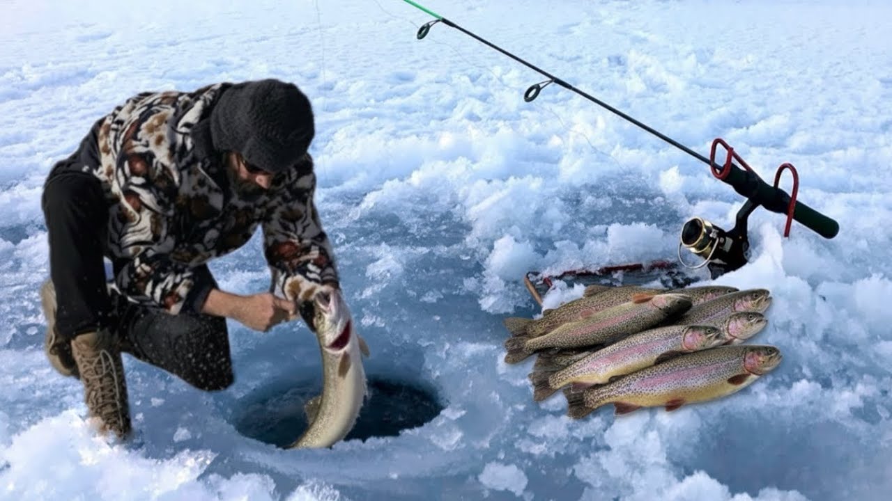 Я поймал много рыбы в замерзшем озере при температуре -18 градусов.