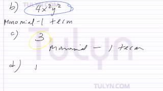 identifying the polynomial monomial binomial trinomial