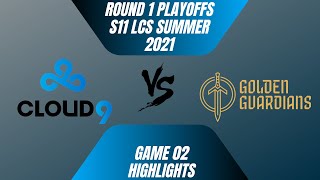 Cloud 9 vs Golden Guardians Highlights - Game 2 | Round 1 Playoffs S11 LCS Summer 2021 | C9 vs GG G2