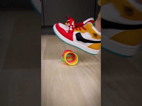 Little finger Nike shoes smash rainbow slinky#asmr