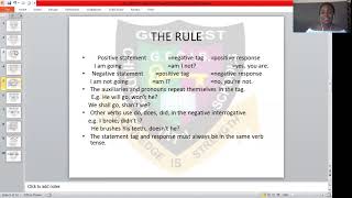 GOD FIRST COLLEGE: ENGLISH LANGUAGE QUESTION TAGS JSS 1 WEEK 6