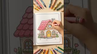Printable Tiny House Coloring Book | Cute Cottage Coloring Pages for Toddlers  #kidscoloringbook