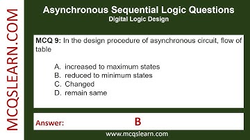 Asynchronous Sequential Logic MCQs Question Answer | Sequential Logic Class 12 Notes PDF | Ch 2 MCQs