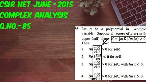 Csir net june-2015|complex analysis|Q.no.-85|code-B