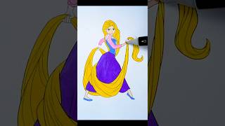 Coloring Rapunzel's long hair | Disney Princes Art for Kids