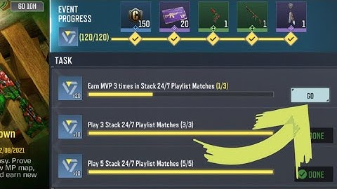 Call Of Duty Mobile Earn MVP 3 times in Stack 24/7 Playlist Matches Task Complete