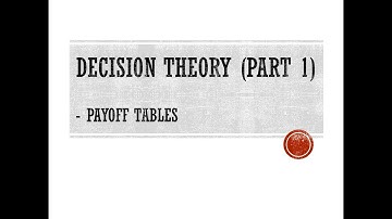 Decision Theory Part 1 (Payoff Tables)