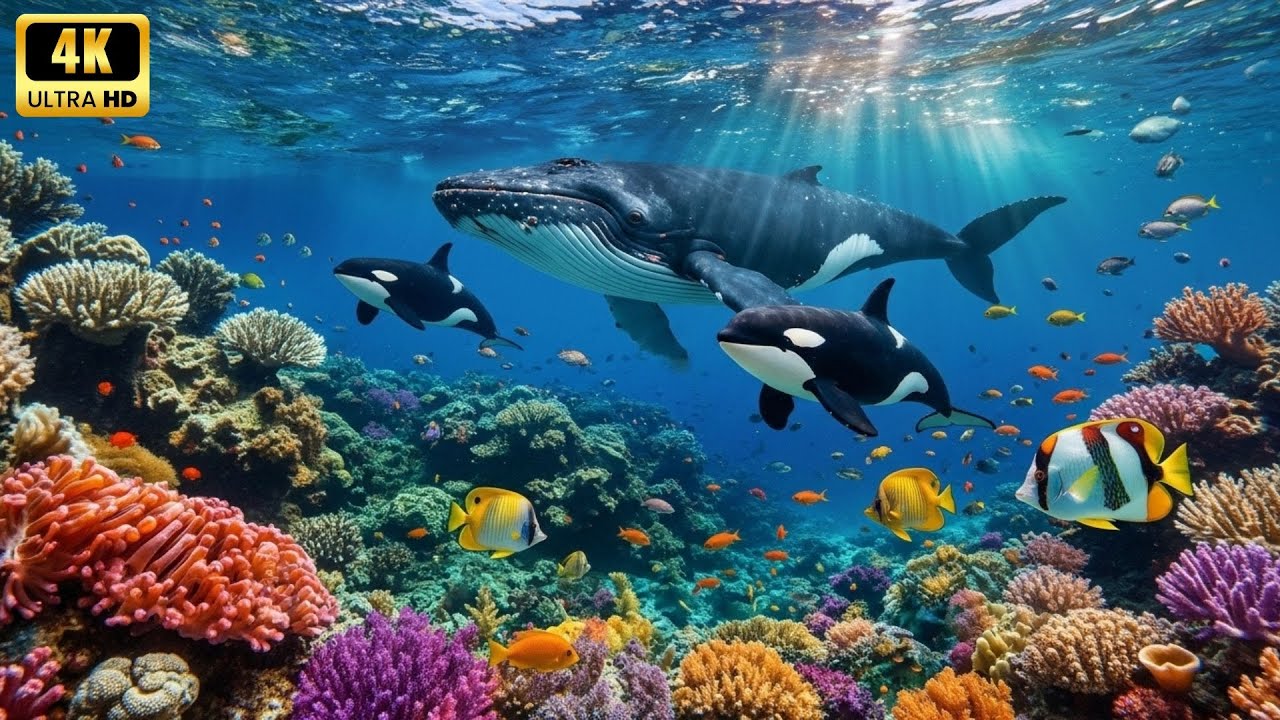 4K Ocean Discovery – Incredible Sea Animals 🐳🐠 Crystal-Blue Underwater Views & Relaxing Ambience
