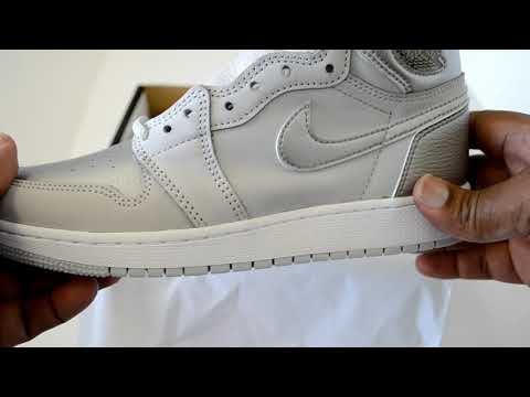 Air Jordan 1 High OG GS Neutral Grey/Metallic Silver 575441-029 - YouTube