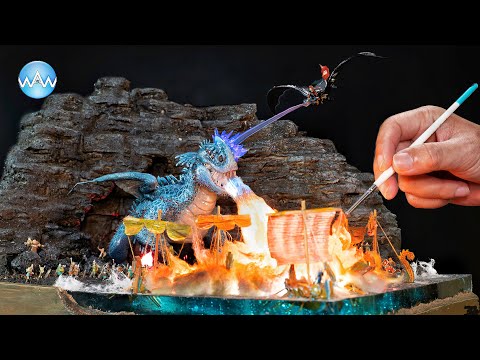 Видео: Как сделать диораму «Красный дракон смерти против беззубика»