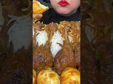 ASMR eating chicken curry and egg curry with rice #bigbites #eatingshow #spicyfoodseating