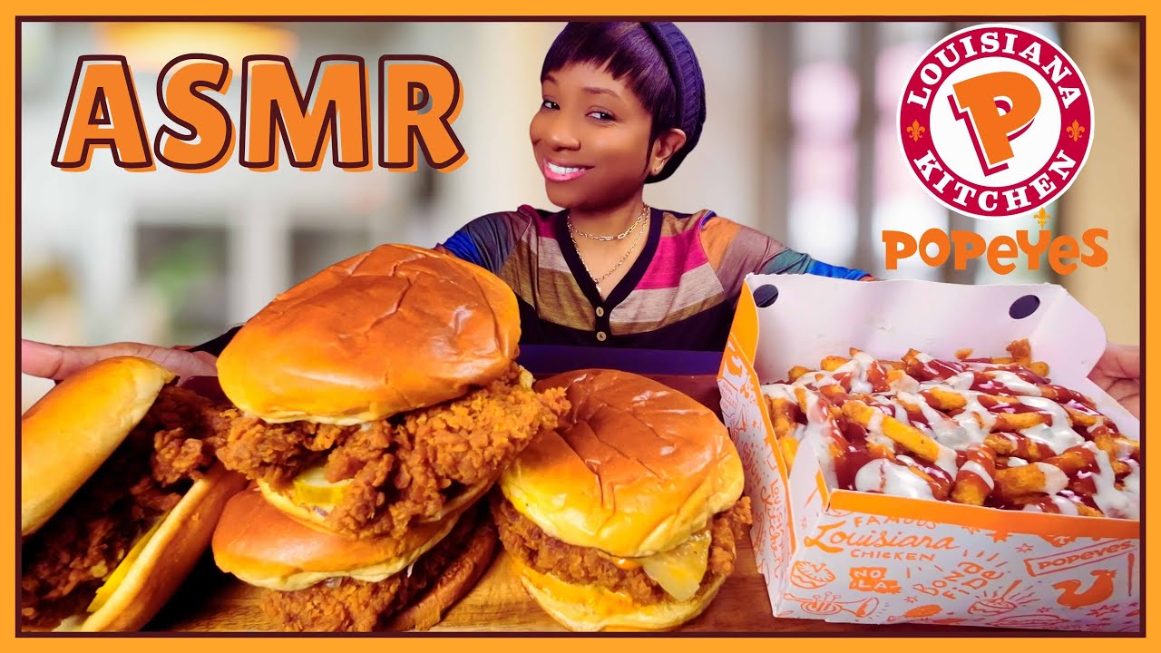 ASMR | MUKBANG POPEYES CHICKEN SANDWICHES | FRIES