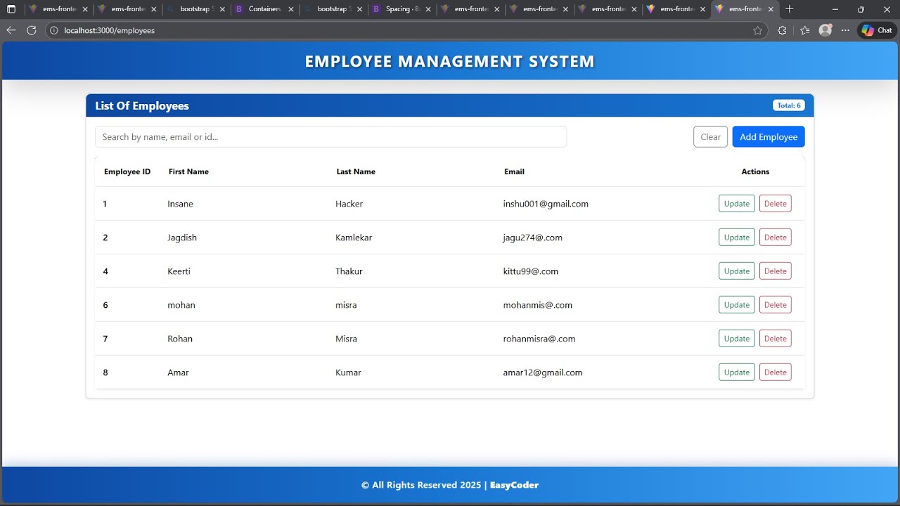 Spring Boot + React Full Stack Project | Employee Management System | For Interview & Resume