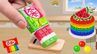 KITKAT CHOCOLATE vs RAINBOW CAKE 🌈🍫 Satisfying Mini Rainbow Cake Dessert Idea With Watermelon KitKat