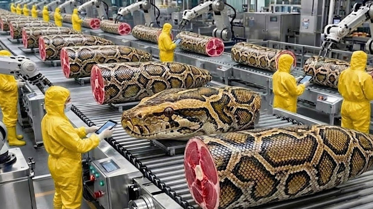 Inside the Modern Python Meat Factory: The Incredible Process You've Never Seen (Full Process)