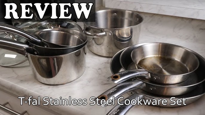 T-fal Cook & Strain Stainless Steel Cookware Set, 14 Piece Set