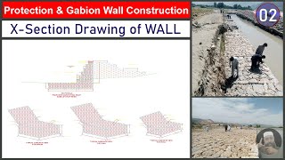 Cross Section of Gabion Wall | Section Drawing of Gabion Wall | Flood Protection Work | Gabion Wall