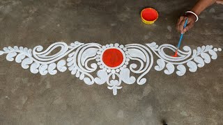 Door alpona design for laxmi puja, best alpona design, muggulu designs, rangoli