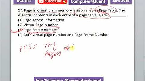 Page Table in Memory | Operating system | UGCNET computer science question paper solution June 2018