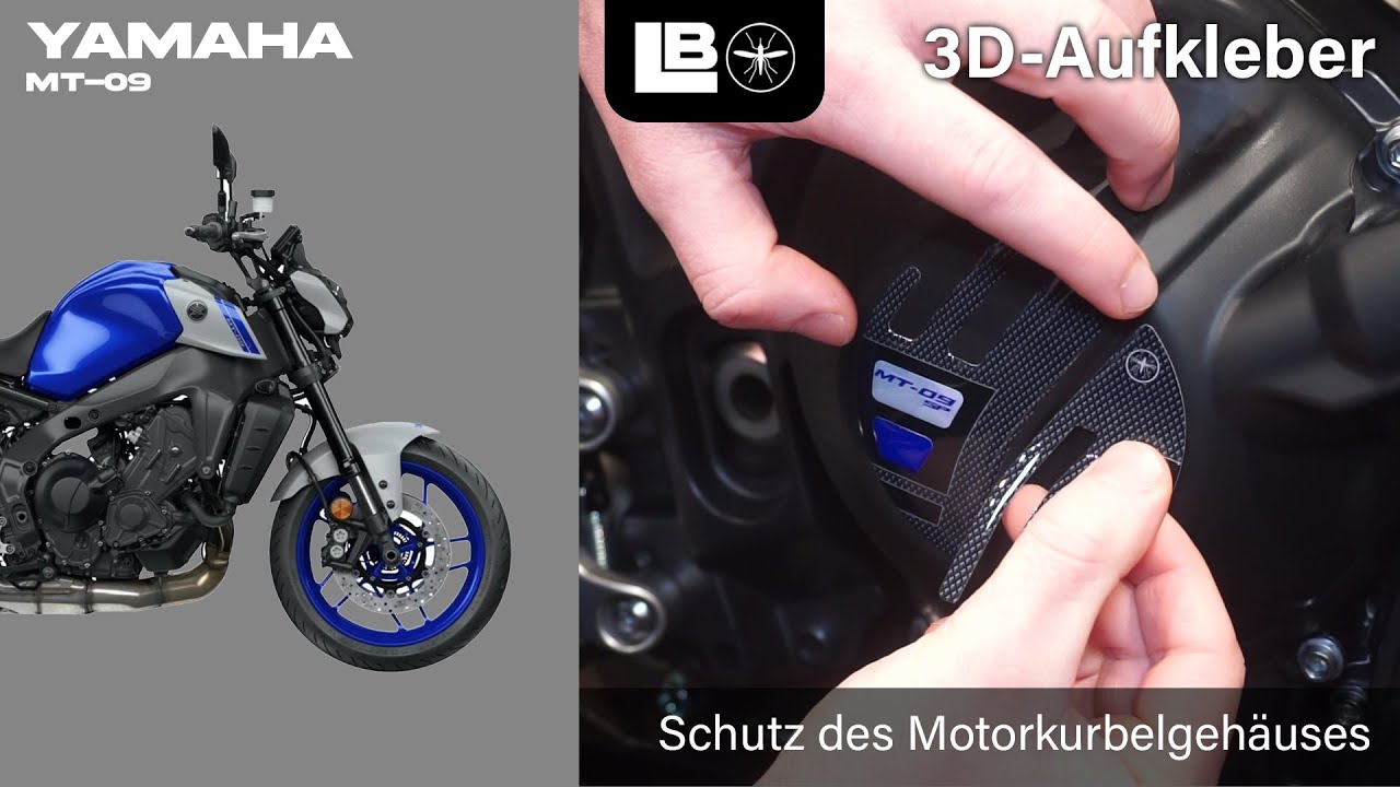 LabelBike® 3D STICKERS Schutz des Motorkurbelgehäuses mit Yamaha MT 09 / MT 09 SP Motorrädern