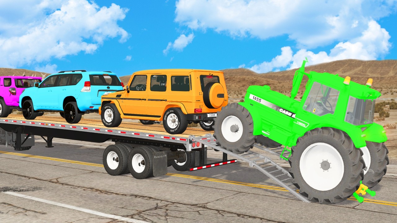 Flatbed Truck Mcqueen | Transportation with Truck - Pothole vs Car # - BeamNG.Drive
