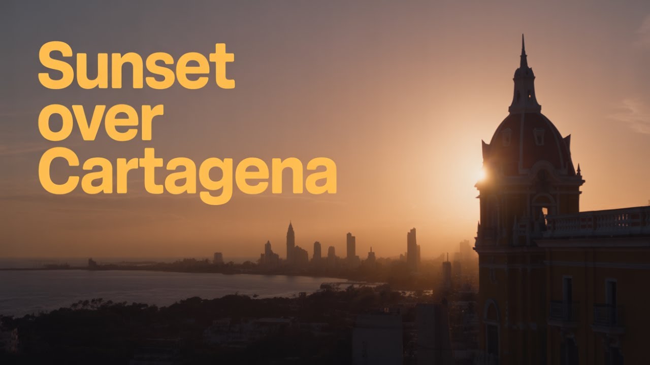 Colonial Architecture Meets Modern Skyline of Cartagena | Aerial View