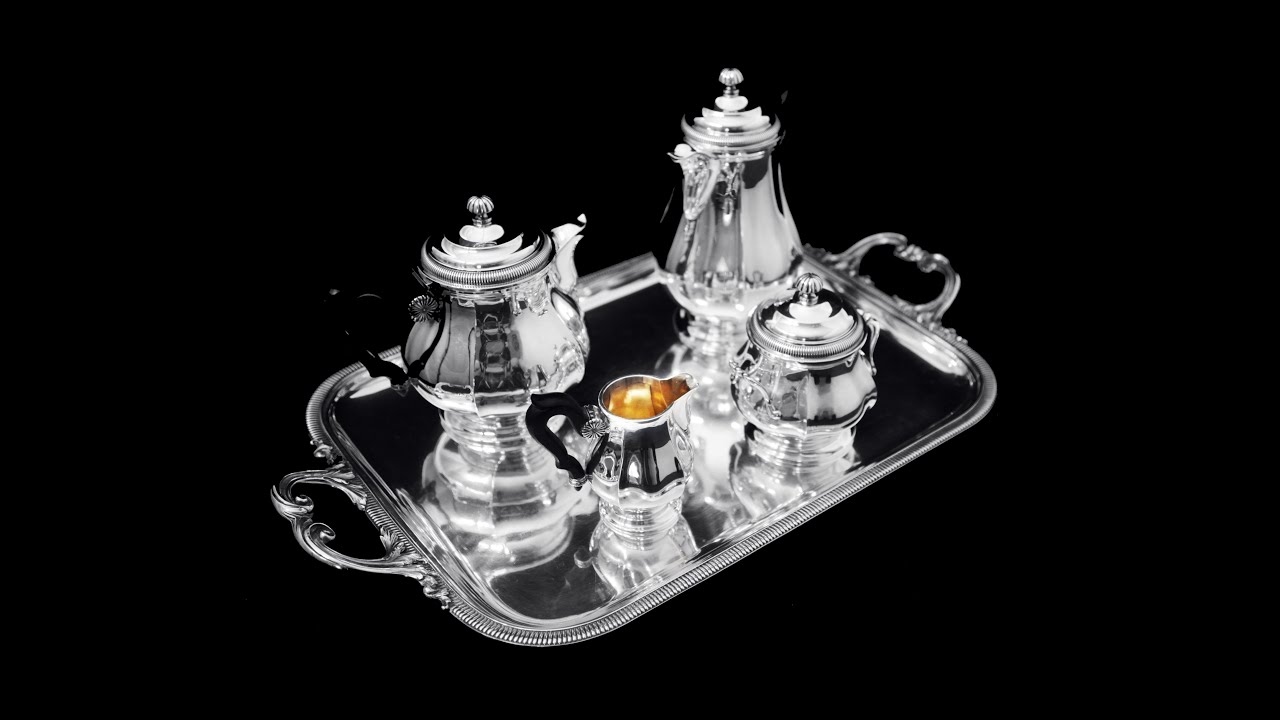 Christofle Cardeilhac   4pc  Sterling Tea Set plus Boulenger Tray - MINT !