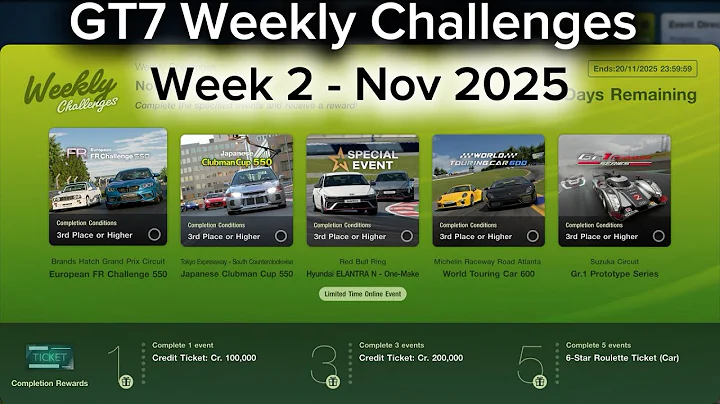 GT7 Weekly Challenges Nov 2025 Week 2 +Tunes/Car Setup Earn 750k credits +Car Gran Turismo 7 on PS5