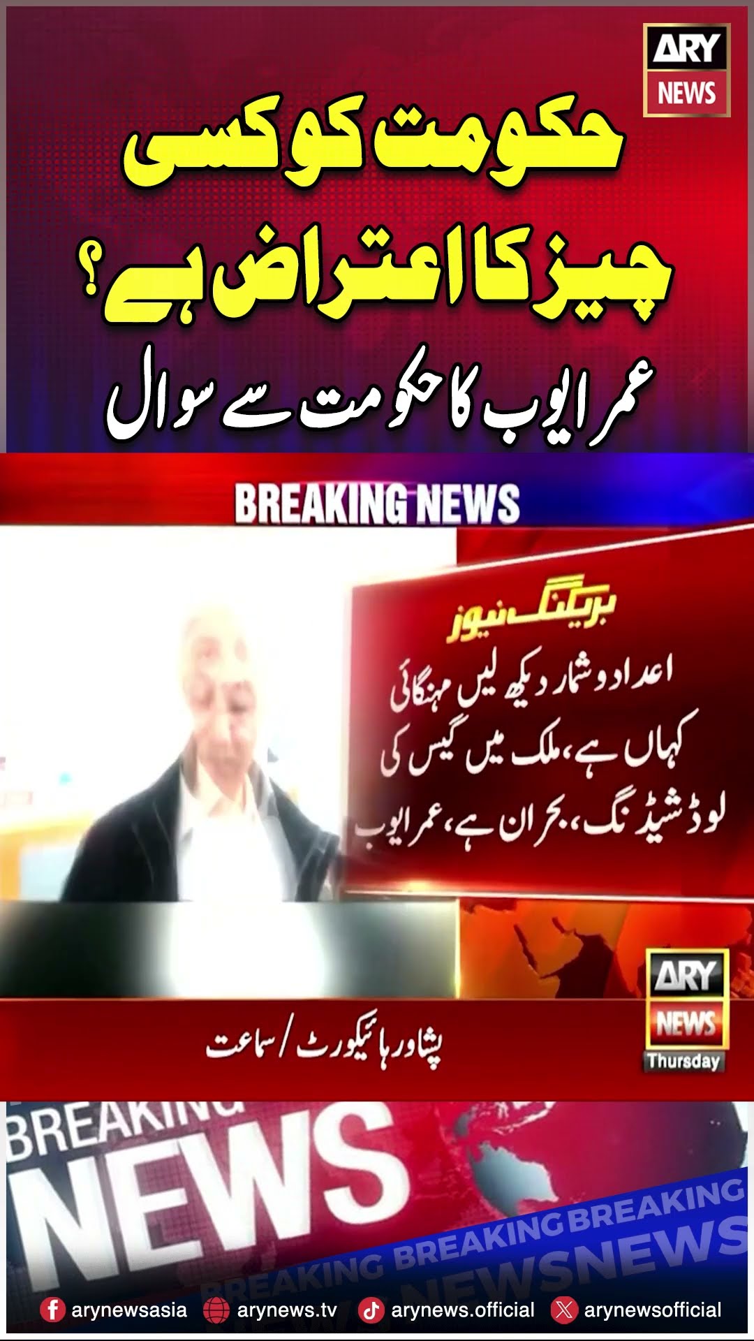 Govt Ko Kis Cheez Par Aiteraz? #pmlngovt #pti #imrankhan #breakingnews #arynews #omarayub