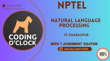 NPTEL Natural Language Processing Week 7 Assignment Solution January - April 2025 IIT Kharagpur