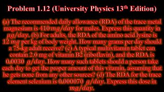 University Physics | Problem 1.12 | Find recommended daily allowance of trace elements