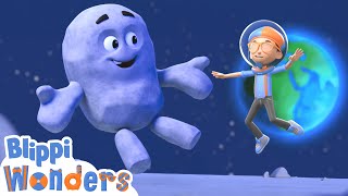 Blippis Mission To The Moon With Rocky The Moon Rock Blippi Wonders Moonbug Kids