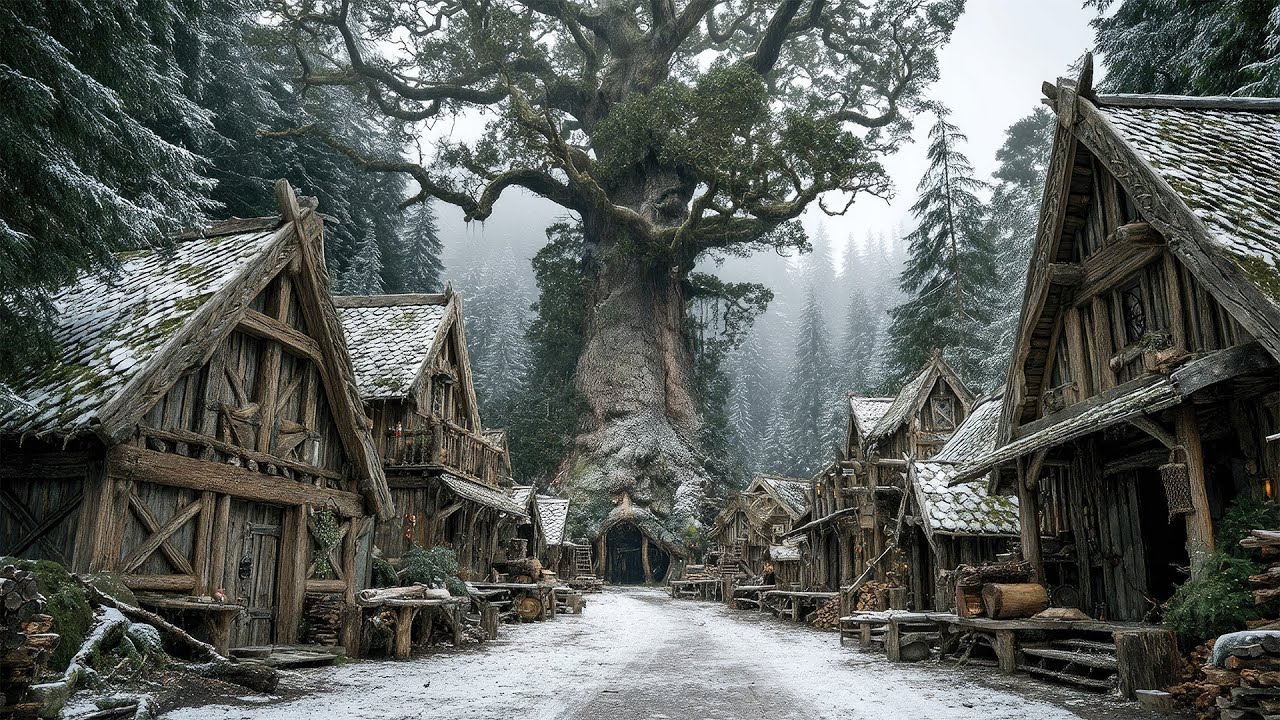 Frozen Celtic Woodland Village ❄️ Atmospheric Medieval Music for Deep Relaxation