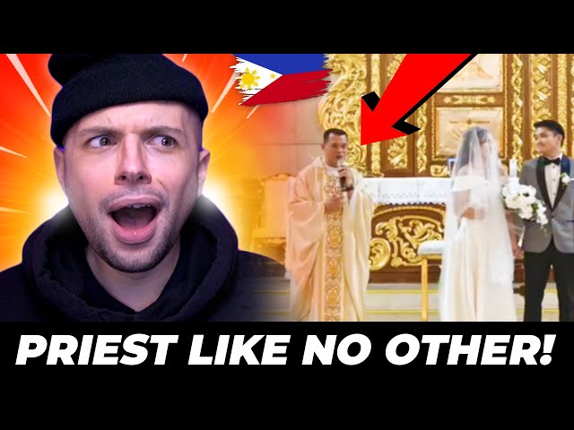 Filipino priest sings with bride & groom during wedding ceremony! class=