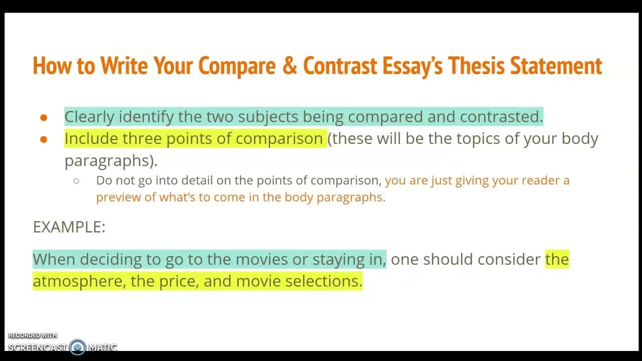 thesis statement of a compare essay