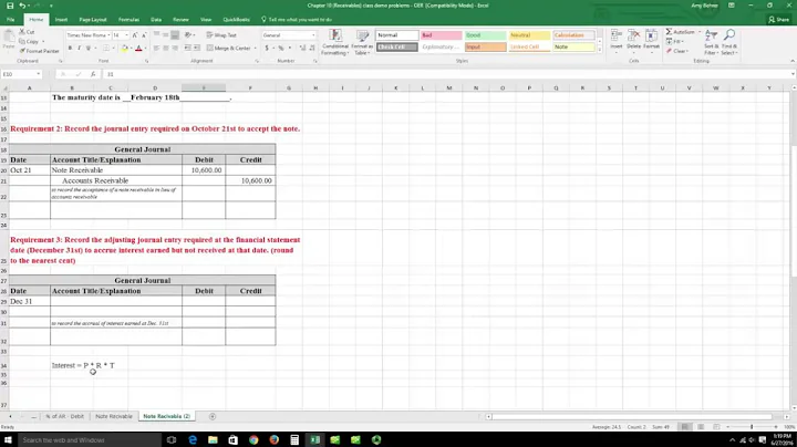 Notes Receivable   maturity date and accruing interest at financial statement date