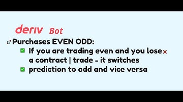 Deriv even odd bot | It switches from Even to Odd in case of a loss, and vice versa.