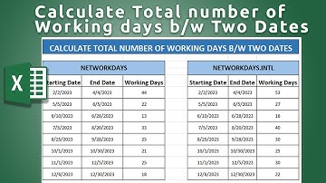 How to Calculate total number of working days between two dates in Ms Excel | Calculate working days