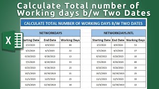How to Calculate total number of working days between two dates in Ms Excel | Calculate working days