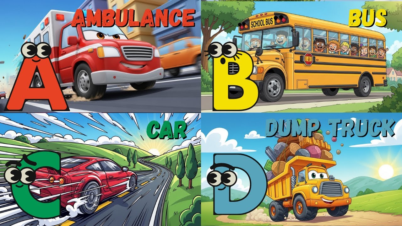 Learn ABCs with Vehicles! ๐| ABC Car Song |Alphabet Transport for ...