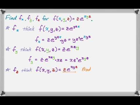 Partial Derivatives Examples F X Y Z Z E Xyz Youtube