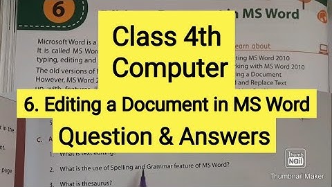 Computer || 6. Editing a Document in MS Word // Question & Answers