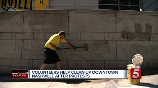 Visitors volunteer to cleanup Bridgestone Arena after night of unrest