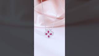 Four leaf Clover made by lab grown ruby #jewelry #lab #pendant #charmring silver#18k gold