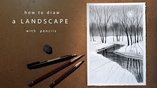 Как нарисовать зимний пейзаж | how to draw a winter landscape