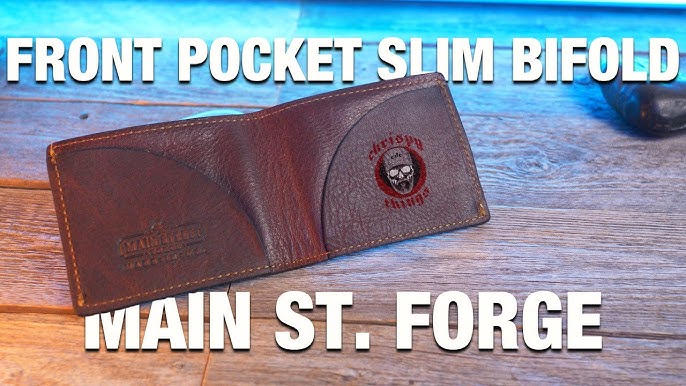 Main Street Forge Bifold Leather Wallet for Men | Made in USA | Mens Bifold Wallets | American Made | Tobacco Snakebite Brown